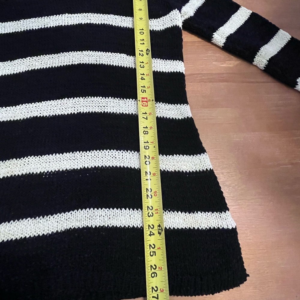 Talbots Navy White Stripe Tunic Sweater V-neck SP Preppy Coastal Grandma office - Picture 7 of 8